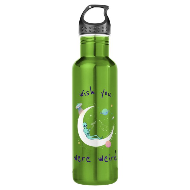 Wish You Were Weird Alien Moon Space 710 Ml Water Bottle (Front)