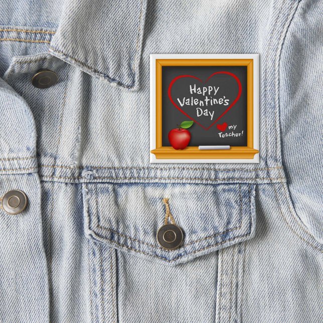 Wish your Teacher Happy Valentine's Day! 15 Cm Square Badge (Wish your Teacher Happy Valentine's Day! Button!)