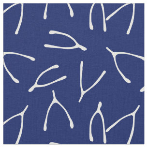 Wishbone Navy Blue and White Pattern Fabric