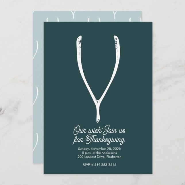 Wishbone Thanksgiving Invitation (Front/Back)