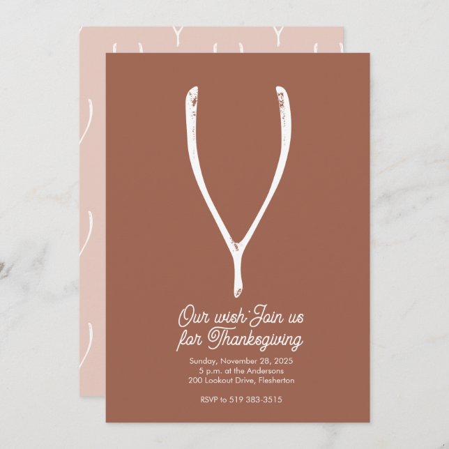 Wishbone Thanksgiving Invitation (Front/Back)