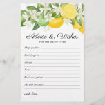 Wishes & Advice Citrus Greenery Bridal Shower<br><div class="desc">Make your citurs themed bridal shower one to remember with this elegant "advice & wishes" bridal party templates! Featuring lush watercolor summer lemons, limes & green foliage, and a text template that can be customised. To edit a design in more detail, click personalise this template, and then scroll down to...</div>