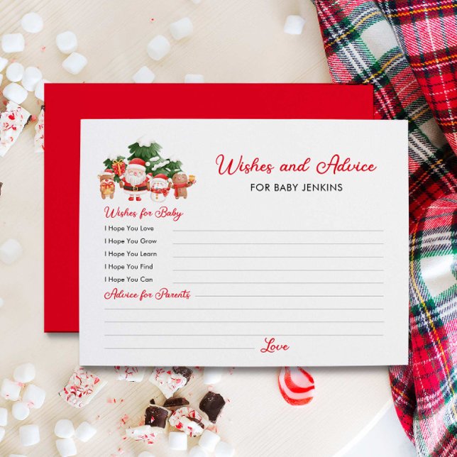 Wishes and Advice Santa Baby Shower Postcard (Wishes and Advice Santa Baby Shower Theme Card)