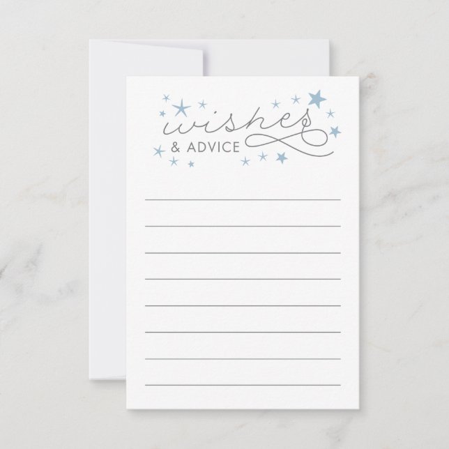 Wishes and Advice Star Baby Shower Game Card Blue (Front)