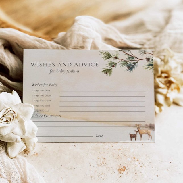 Wishes and Advice Winter Baby Shower Card (Woodland Baby Shower  Wishes and Advice Card)
