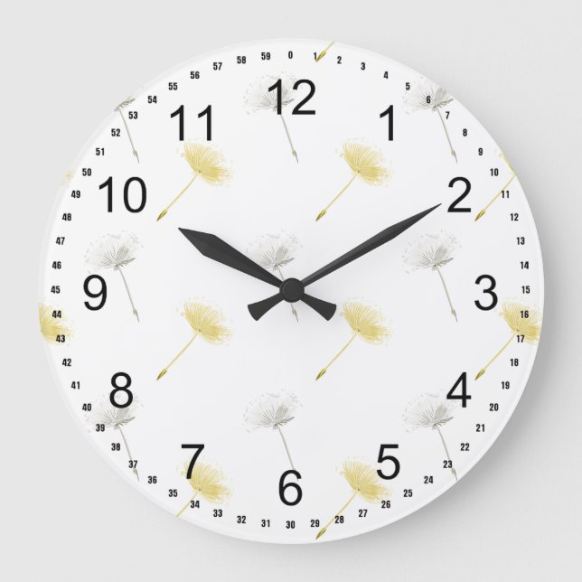 Wishes Dandelion Flowers Large Clock (Front)