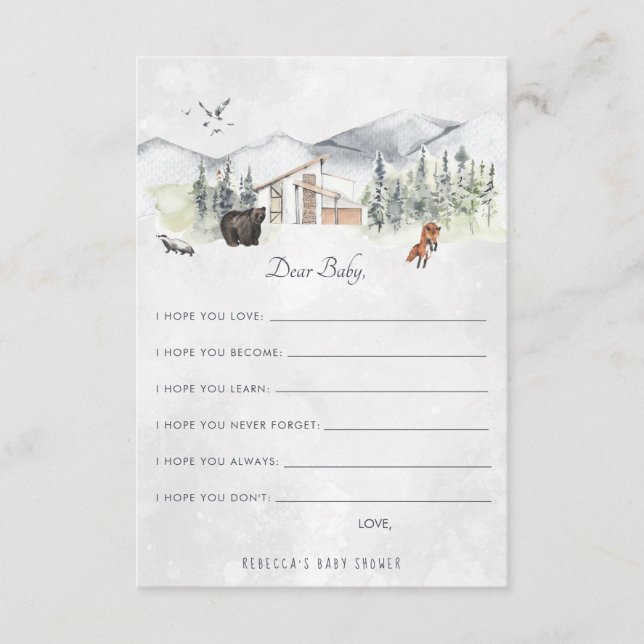 Wishes for Baby Advice Card | Woodland Forest (Front)