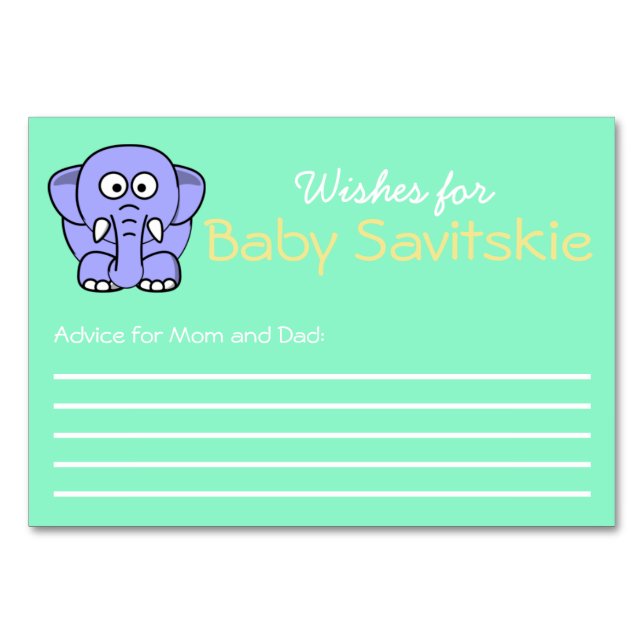 Wishes for Baby Advice Table Number (Front)