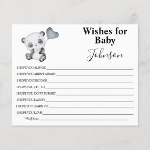 Wishes For Baby   Baby Panda   Baby Shower Card