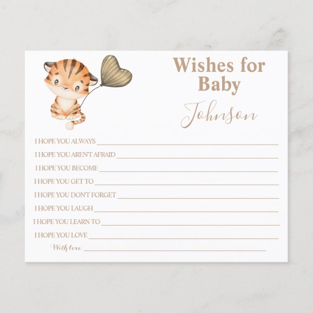 Wishes For Baby | Baby Tiger | Baby Shower Card (Front)