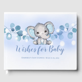 Wishes for baby book Blue boy elephant