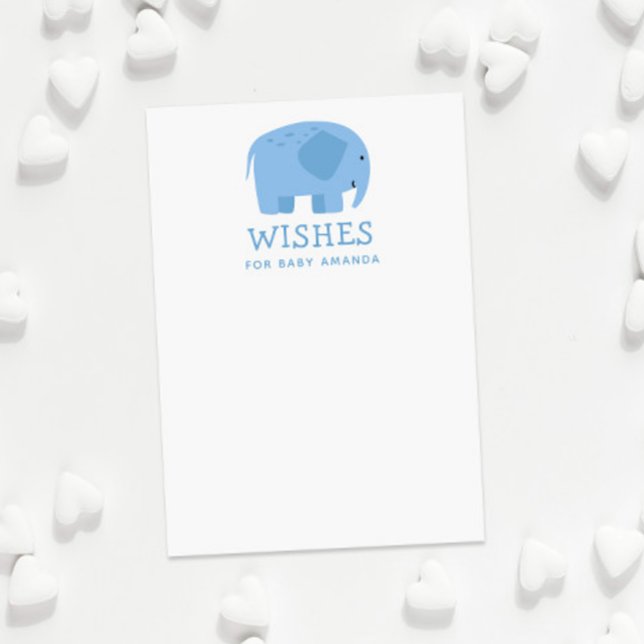 Wishes for baby boy. Cute blue elephant advice Enclosure Card (Creator Uploaded)