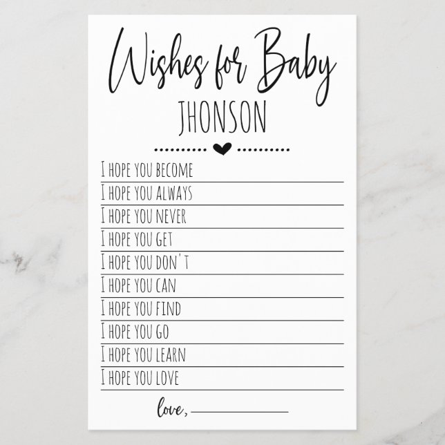 Wishes For Baby Card (Front)