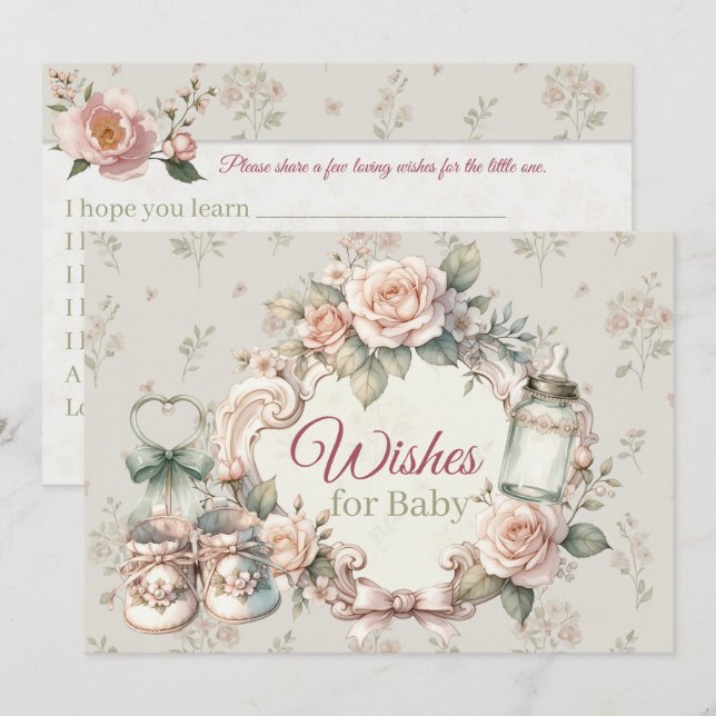 Wishes for Baby Card Invitation Insert  (Front/Back)