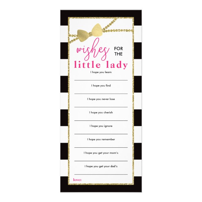Wishes for Baby Card, Little Lady Baby Shower Rack Card (Front)