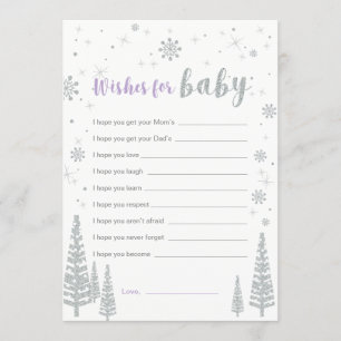 Wishes for Baby Card, Purple Girl Baby Shower Game Invitation