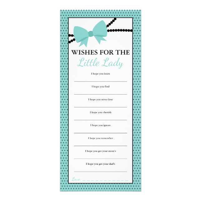 Wishes for Baby Card, Well Wishes, Little Lady Rack Card (Front)