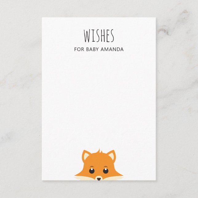 Wishes for baby. Cute fox. Woodland animal advice Enclosure Card (Front)