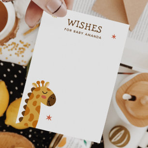 Wishes for baby. Cute giraffe animal safari advice Enclosure Card