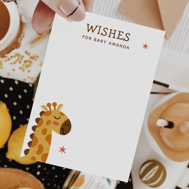 Wishes for baby. Cute giraffe animal safari advice Enclosure Card (Creator Uploaded)