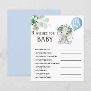 Wishes for Baby Elephant Boy Baby Shower Game
