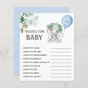 Wishes for Baby   Elephant Boy Baby Shower Game 