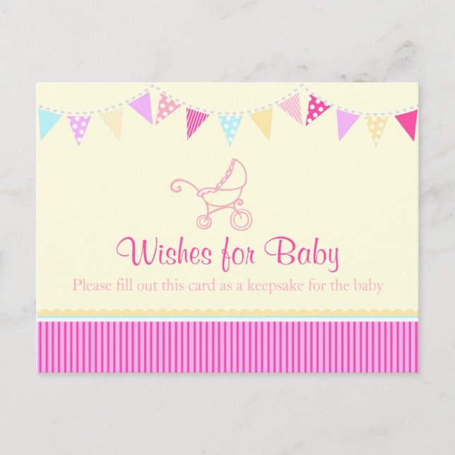 Wishes for baby - girl baby shower pink postcard (Front)
