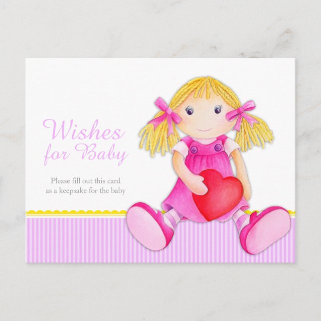 Wishes for baby - girl baby shower postcard (Front)