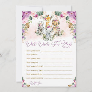 Wishes for Baby Girl Wild Safari Animals Game Card