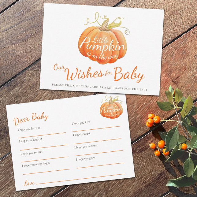 Wishes for baby little pumpkin baby shower advice card (Creator Uploaded)