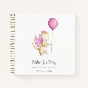 Wishes for Baby Pink Dragon Baby Shower Guest Book