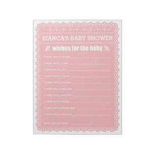 Wishes for Baby Pink Papel Picado Baby Shower Notepad