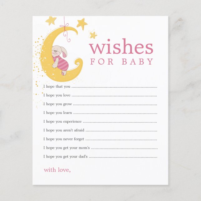 Wishes for Baby Rabbit Baby Shower Advice Cards (Front)