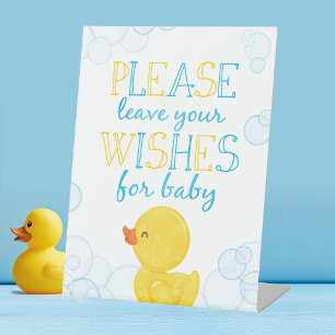 Wishes for Baby Rubber Duck Baby Shower Pedestal Sign