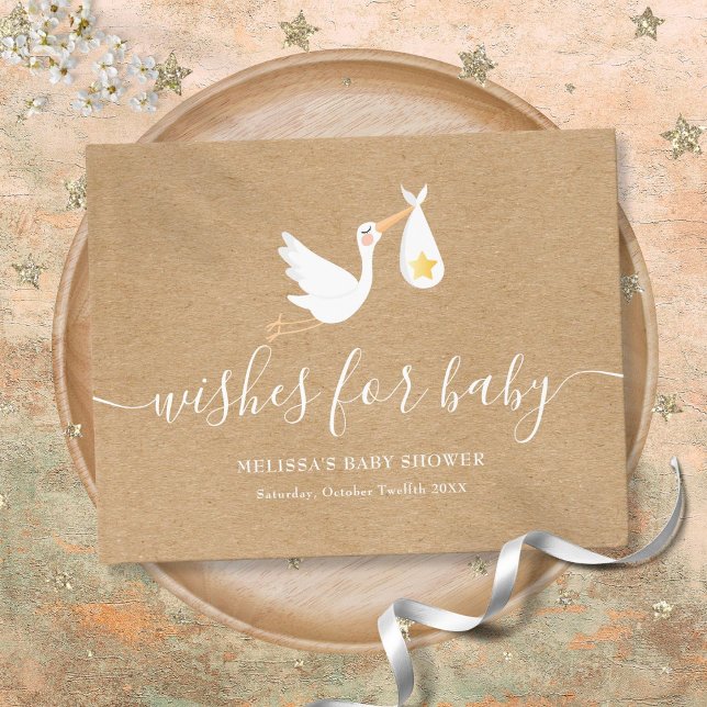 Wishes For Baby Rustic Stork Star Baby Shower Guest Book (Wishes For Baby Rustic Stork Star Baby Shower Guest Book)