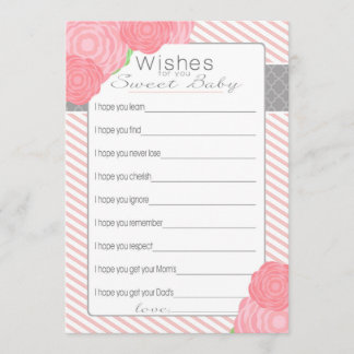 Wishes for Baby Shower card. Pink Invitation