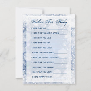 Wishes For Baby Shower Night Sparkle Blue Advice Card