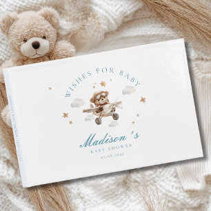 Wishes for Baby! Teddy Bear & Aeroplane Guest Book