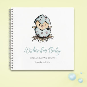 Wishes for Baby Watercolor Bird Baby Shower Guest Notebook