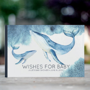 Wishes for Baby   Watercolor Whales Baby Shower Guest Book