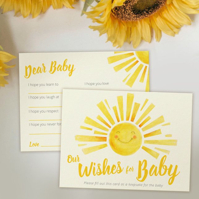 Wishes for baby whimiscal ink sun baby shower advice card (Creator Uploaded)