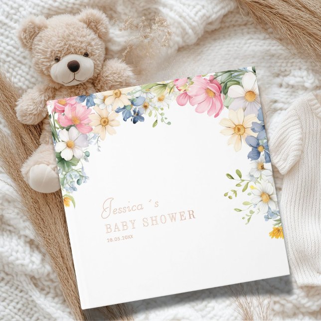 Wishes for Baby! Wildflower, Baby Shower Guest Book (Wishes for Baby! Wildflower, Custom Baby Shower Foil Guest Book.)