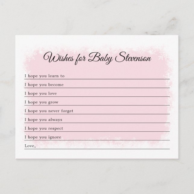 Wishes for Baby, Winter Baby Shower, any colour Postcard (Front)