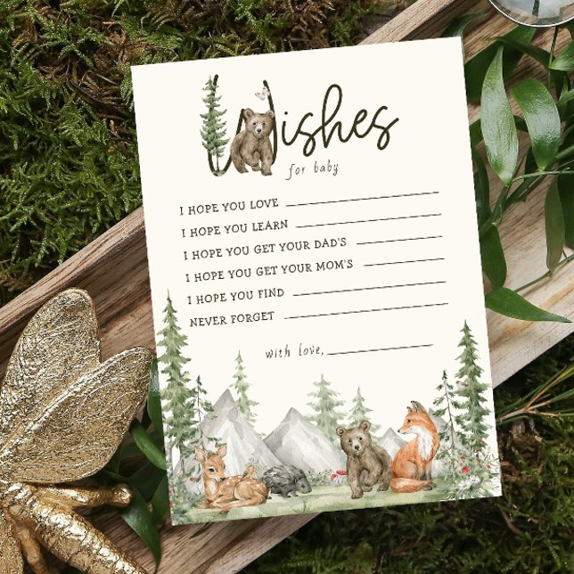 Wishes For Baby Woodland Gender Neutral Shower Advice Card (Wishes For Baby Shower )
