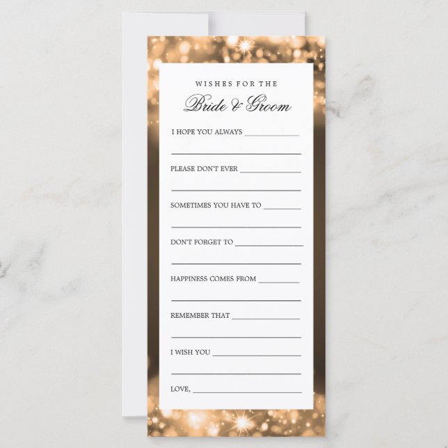 Wishes For Bride And Groom Gold Sparkling Lights (Front)