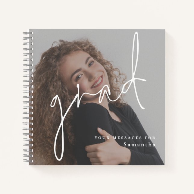 Wishes for Grad Script Photo Overlay Guest Book (Front)