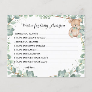 Wishes for Soon to be Mom Bear Greenery Shower Flyer