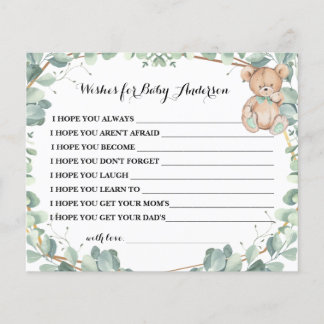 Wishes for Soon to be Mom Bear Greenery Shower Flyer