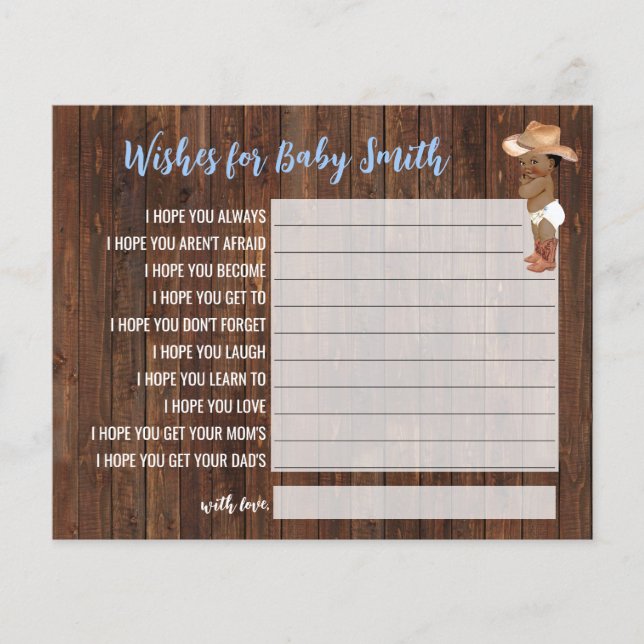 Wishes for the Baby AA Cowboy Baby Shower Card (Front)