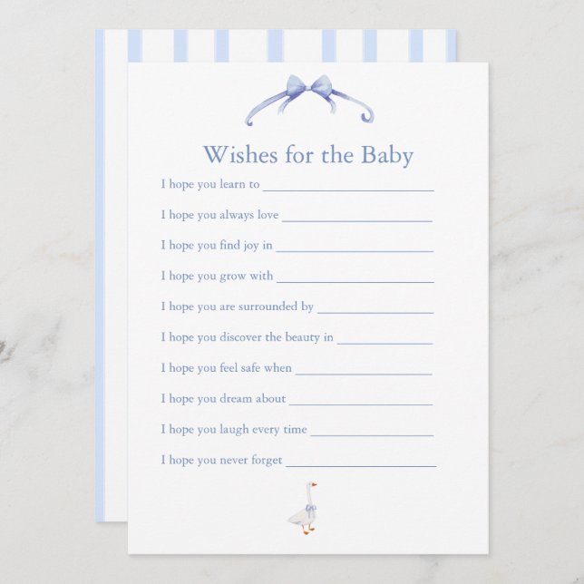 wishes for the baby blue advice card (Front/Back)